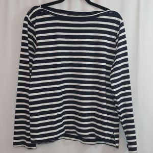 J. Crew Navy Blue and White Striped Shirt